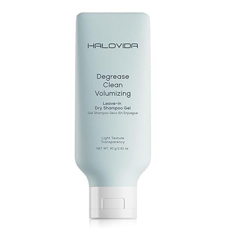 HALOVIDA Leavein Dry Shampoo Gel, Instant Oil Absorption & Volume, Light Texture Transparency, NonAerosol, Safe & Clean with Natural Ingredients, 2.82 oz