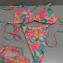 Milumia Women's Women's 3 Piece Swimsuits Halter Triangle String Bikini Set Tie Side Bathing Suit with Mesh Beach Skirt (Medium, Multicolor)