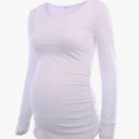 Bhome Women's Maternity Tops Long Sleeve Clothes Flattering Side Ruched Pregnancy T-Shirt, Size XL