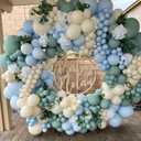 The Big One Balloon Garland Arch Kit, 147 pcs Haze Fog Blue Pastel Green and Apricot Balloons for Beach Party Boho Bridal Surf Theme First Birthday On Board Woodland Baby Shower Supplies (Blue)