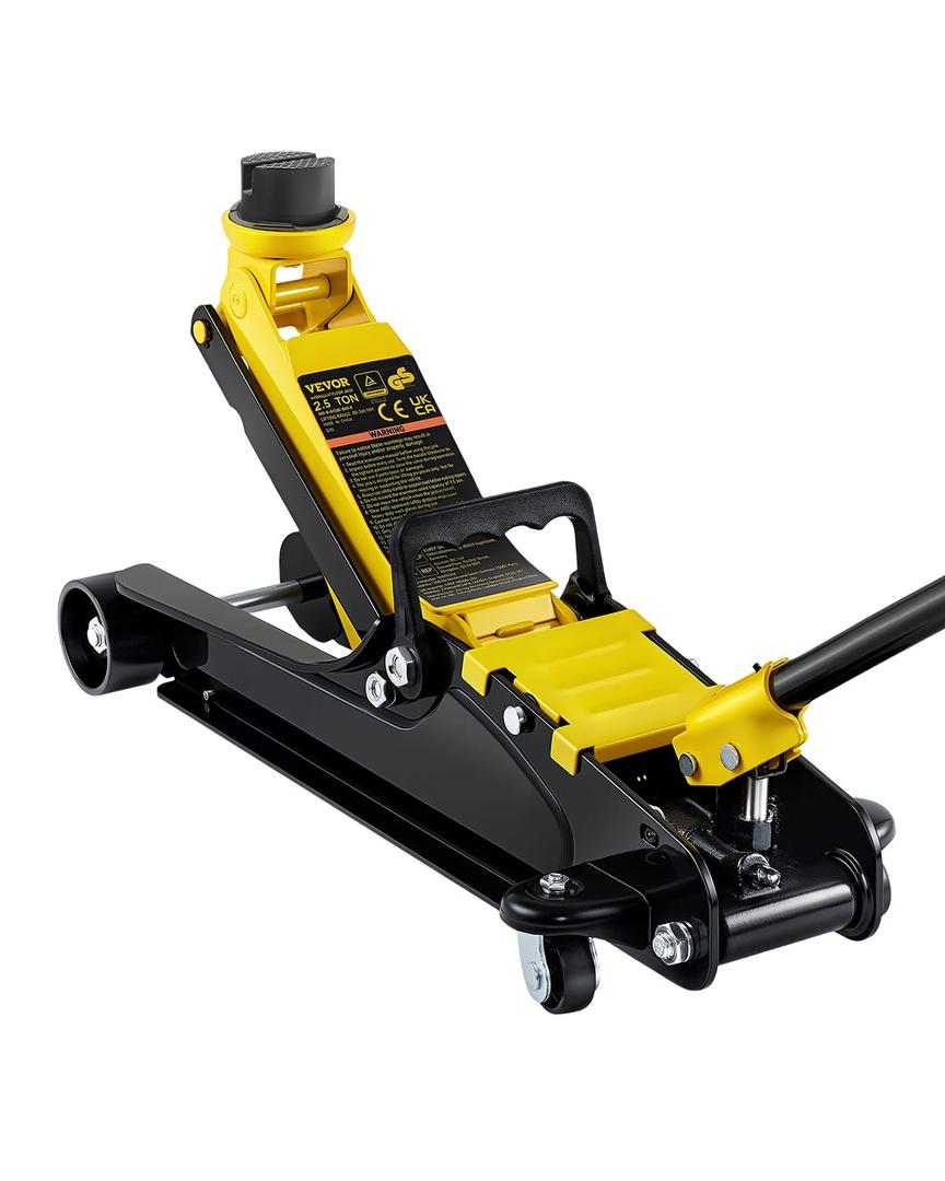 VEVOR 2.5 Ton Low Profile, Heavy-Duty Steel Racing Floor Jack with Single Piston Lift Pump, Lifting Range 3.35"-14.96"