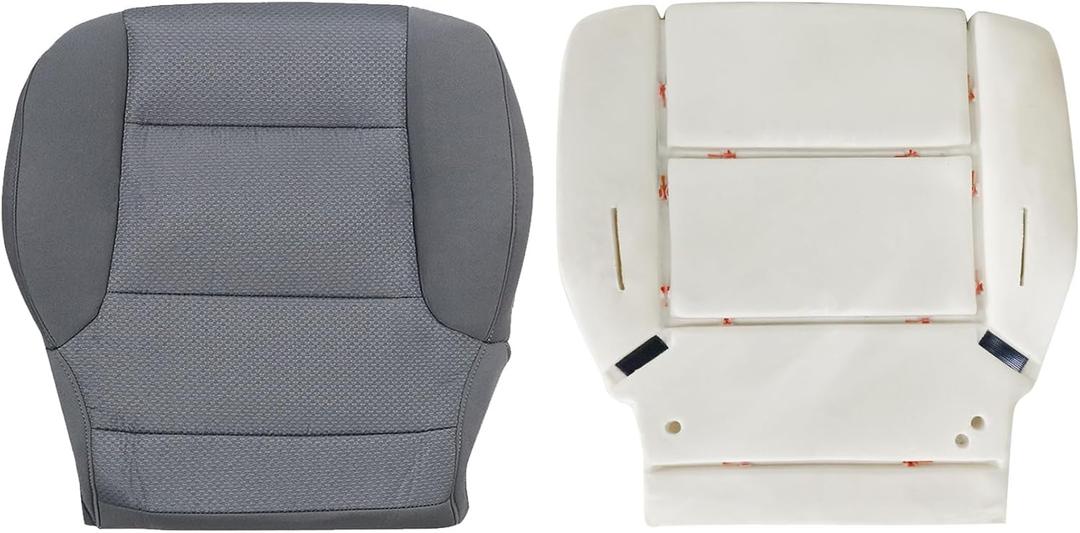 NLQR Driver or Passenger Bottom Cloth Replacement Seat Cover & Seat Foam Cushion Compatible with Chevy Silverado Tahoe Suburban GMC Sierra 2014 2015 2016 2017 2018 2019 Dark Ash Gray #H2T or 4DP