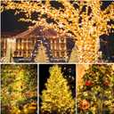 LED String Lights Outdoor PVC Coated, 200 LED Fairy Lights Outdoor String with 8 Modes, Decorative Lights Waterproof Military Green Wire Twinkle Lights for Patio Yard Garden Tree Party (Warm White)