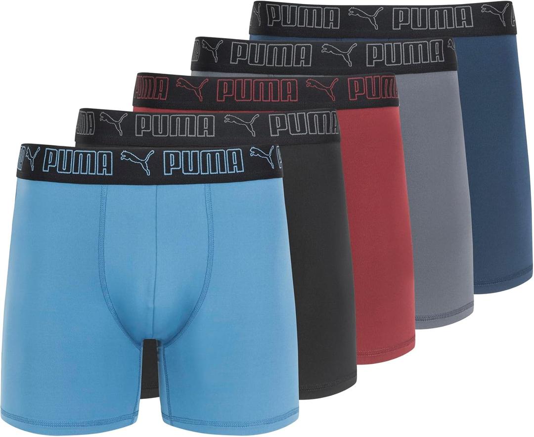 PUMA Men's 5 Pack Performance Boxer Briefs (M)