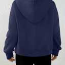 Trendy Queen Women's Zip Up Hoodie Fleece Lined Cropped Sweatshirt Y2K Oversized Fall Jacket (Navy)