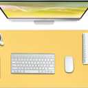 Boutilon Leather Desk Pad Protector,Non-Slip Mouse Pad,Laptop Desk Pad,Office Mouse Mat,Waterproof Leather Desk Blotter,Desk Writing Pad for Office and Home (XL-Yellow,35.4"x 15.7")