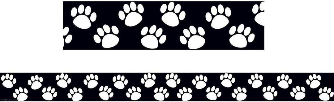 2 x Teacher Created Resources Pay Prints Straight Border Trim, Black/White (4642)