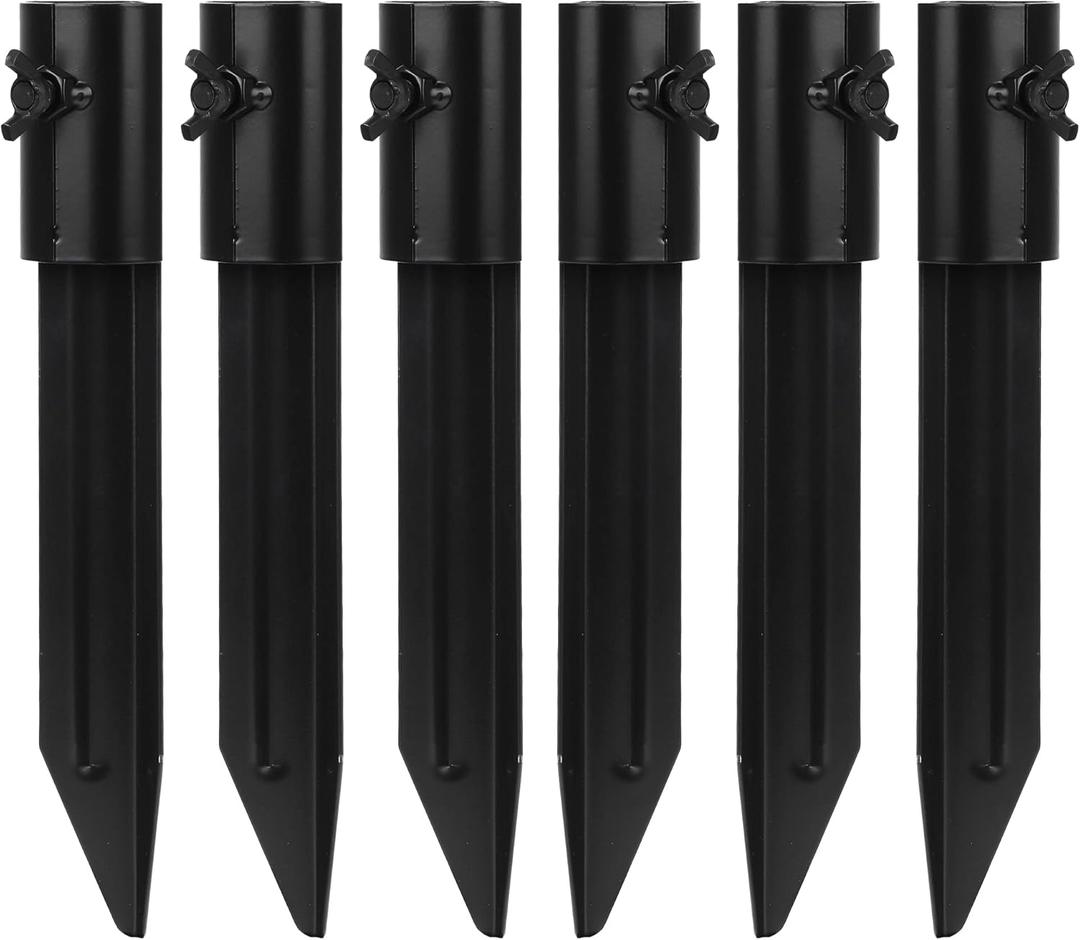 Impresa Tiki Torch Holder Stakes - 6-Pack, 10.75-Inch, Black Aluminum - Metal Ground Spikes for Outdoor Tiki Torch Stands & Solar Light Holders
