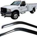 IKON MOTORSPORTS Tape On External Window Visor, Compatible with 1999-2016 Ford F250 F350 F450 F550 Superduty Standard Cab, Tinted Acrylic Side Window Wind Deflector Rain Guards