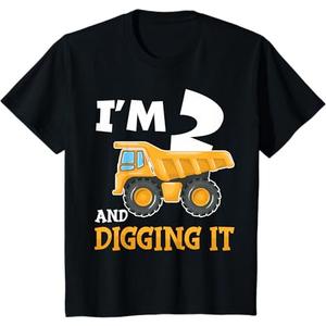 Kids Two 2yr 2th Birthday Construction Boy 2 Years Old TShirt 2T