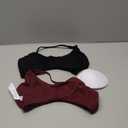 SUUKSESS Women 2 Piece Open Back Strappy Sports Bra Pack Twist V Neck Workout Crops (Small, #2 Wine Red & Black)