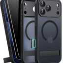 BXYJY for iPhone 17 Pro Max Magnetic Case with Stand, 2 Privacy Screen Protectors, Camera Control, Compatible with MagSafe, Full Lens Protection, Military Grade, Translucent Case for 17 Pro Max, Black