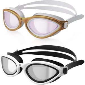 Adult Swim Goggles-Mirrored/Polarized Swimming Goggles 10x Anti-fog UV Protection Goggles for Men Women Youth 9+