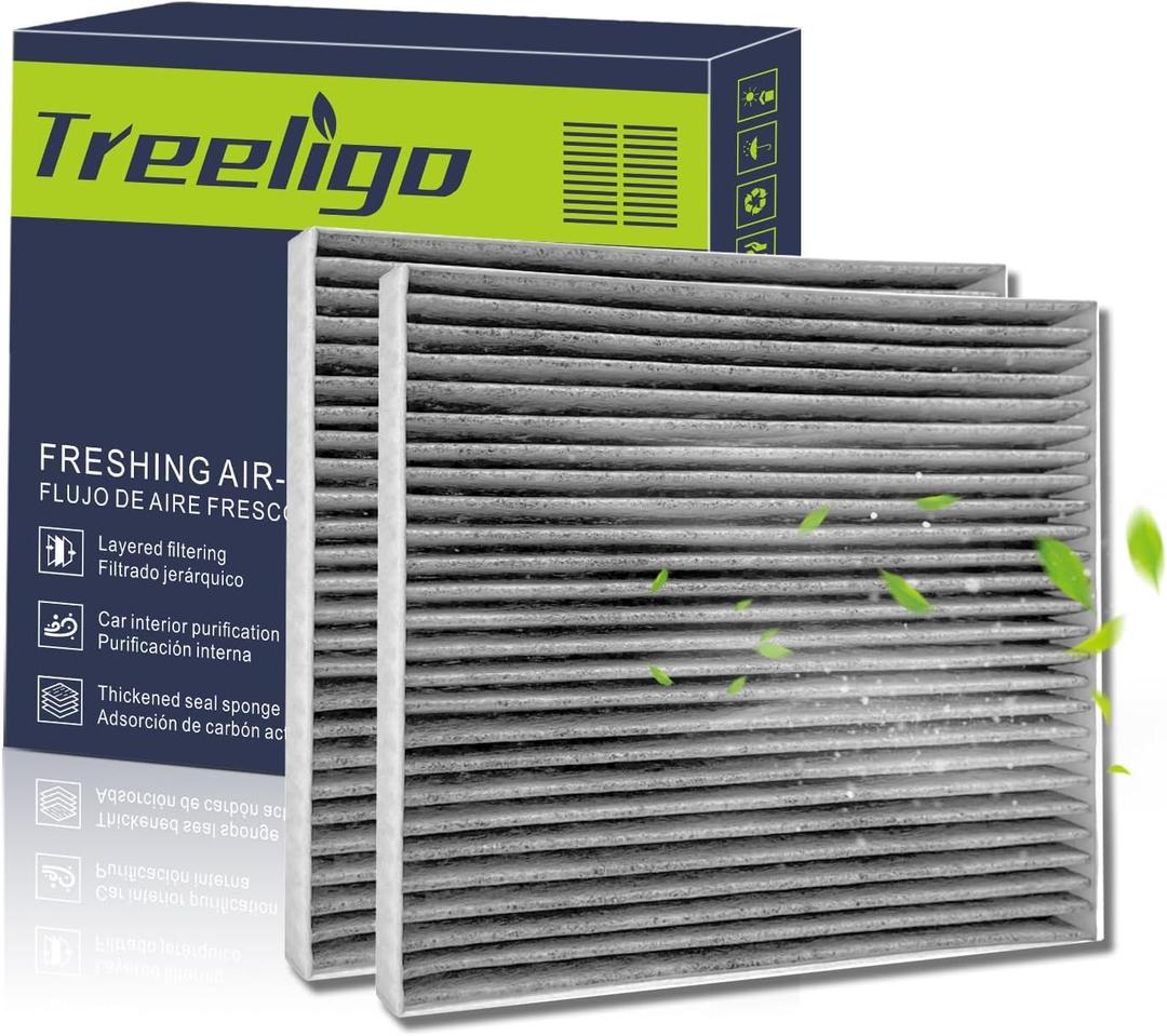 Treeligo 2 PACK CF10374 Cabin Air Filter Compatible with Toyota Tacoma (2005-2023), Dodge Dart (2013-2016), Pontiac Vibe (2003-2008), Car Passenger Compartment Air Filter with Activated Carbon