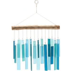 Solange & Frances Glass Wind Chimes for Outside. Handmade Hanging Wind Chimes Coastal Beach Decor, Pool Area Gift Outdoor Decor Gift for Women, Gifts for Mom, Birthday Gifts for Women