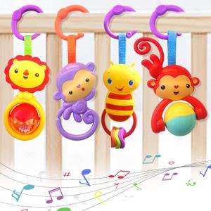 Baby Toys, Cartoon Animal Hanging Rattle Toys, Handbells Baby Rattles, Baby Bed Crib Car Seat Travel Stroller Toys for Infant, Best Birthday Gift for Newborn, 4 Pack (788-6)