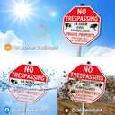 T&R No Trespassing Private Property Sign Video Surveillance Sign with 36" Stake for Outside,12"x12" .040 Rust Free Heavy Aluminum, Reflective,Includes Matching Screws & Wrench, Easy to Mount