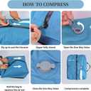 Vacuum Bags for Travel, Professional IP67 Reusable Vacuum Compression Bags for Travel Suitcases and Backpack, Durable Space Saver Bag (Blue,No Pump)