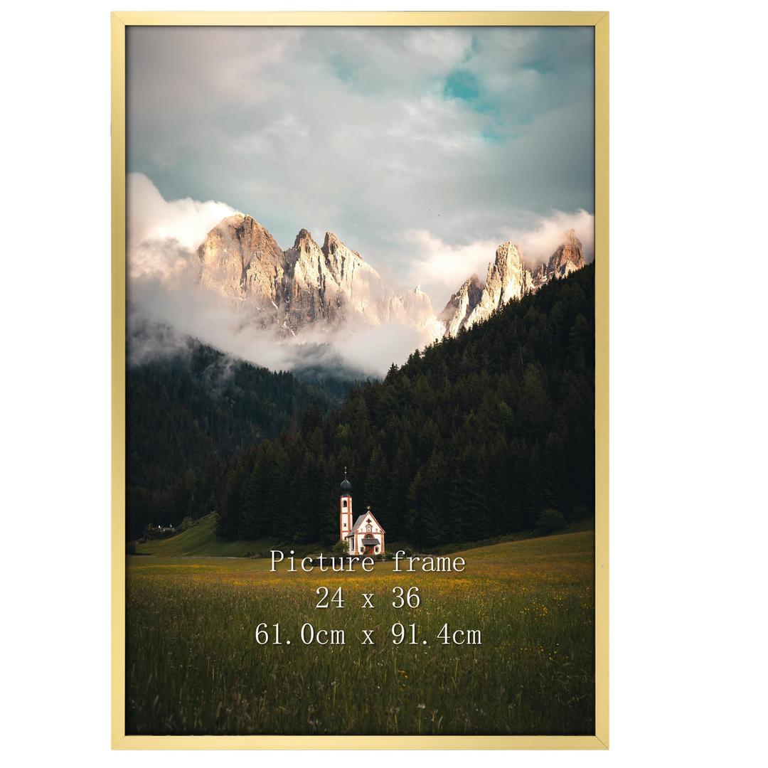 Giftgarden 24x36 Poster Picture Frame Gold, Textured Metal Frame 36x24 for Wall Display, Single
