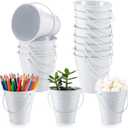 Sadnyy 12 Pcs 3.5 Inch Small Metal Buckets with Handle, Mini Metal Pail Tin Galvanized Pail Container for Crayon Storage Wedding Table Decorations Trick or Treat Flower Plant Party Gift (White)