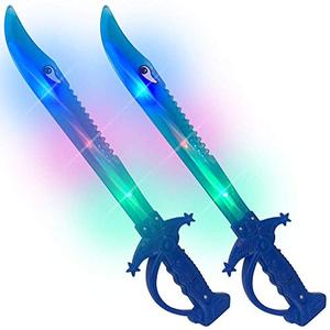 ArtCreativity Light Up Shark Sword for Kids (Set of 2) - 15 Inch Light Up Boy Toys with Flashing LED Lights, Toys for Boys 4-6 - Fun Play Swords Gifts That Elevate Your Kids Custume