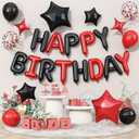 Happy Birthday Balloon Banner Red and Black, 16 Inch Mylar Foil Letter Balloons, Reusable Birthday Decorations with Black Red Balloons, Inflatable Party Supplies for Men Women Boys Girls Decoration