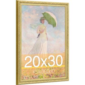 20x30 Picture Frame, HD Plexiglass 20x30 Ornate Vintage Photo Frame, 20 by 30 Oil Painting Poster Frame with Vintage Gold Border and Distressed Rust-Like Finish, Horizontal & Vertical Display for Tabletop or Wall Decor (1 Pack