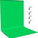 Green Screen Background for Photography, PULUZ Green Screen Sheet 3.3ft6.6ft Background Kit Cloth Fabric Curtain with 4 Clamps Backdrop for Video Recording, Photoshoot and YouTube