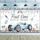 Racing Cars Happy Birthday Decorations Backdrop Banner, Race Car Fast Birthday Party Decorations Photo Watercolor Backdrop for Birthday Party Supplies Boys Children Celebration, 70.8X 43Inch (ONE)