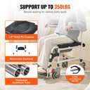 VEVOR Shower Commode Wheelchair with 4 Lockable Wheels, Footrests, Flip-up Arms, 3-Level Adjustable Height, 5L Removable Bucket, 350 LBS Capacity, Commode Chair for Adults Seniors