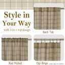 RYB HOME Farmhouse Linen Plaid Curtains Light Filtering 72 inches Long, Grid Semi-Sheer Privacy Gingham Window Drapes for Living Room Bedroom Nursery Vintage Rustic, Linen, W52 x L72 Inch, 2 Panels