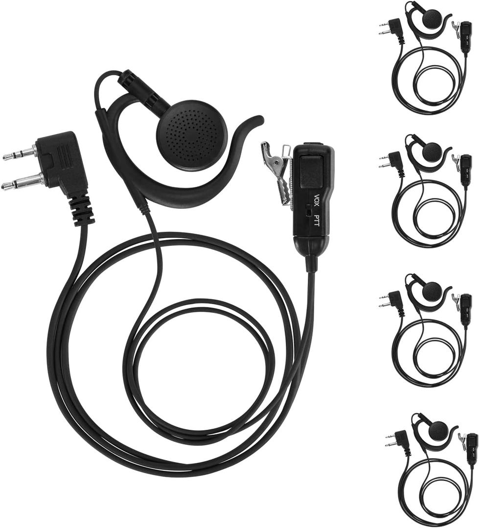 Earpiece VOX for Midland GXT1000VP4 Walkie Talkie 2 Way Radio Ear-Clip Headset with PTT Mic LXT500VP3 GXT1050VP4 GXT1000XB (5 Packs)
