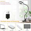 Brokimis Clip on Light LED Reading Book Study Lamp 3 Color Modes 10 Brightness Eye Protection 360 Flexible Gooseneck Student Dormitory Office Desk Lamp at Night in Bed, Black