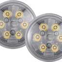 Super Bright Offroad PAR36 4.5" Round LED Conversion Headlight Bulb, 5300K Natural-White Spot Beam for Tractors, 2 Terminals Plug & Use, Corrosion/Vibration Resistant Waterproof, Silver Finish, 2-Pack