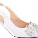 SIMPLY COUTURE Women's Low Heel Closed Toe Slingback Pumps Bowknot Comfortable Dress Shoes (10)