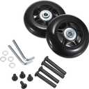 OwnMy 75mm x 23mm Luggage Wheels Replacements Set of 2 Mute Suitcase Replacement Wheels with Black Screws Axles Bearings, Rotatable Silent Rubber Suitcase Swivel Wheel Kit