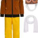 Sicypoty Kids Pilot Aviator Costume Girl Boy Aviator Jacket Set for Halloween Cosplay with Hats and Scarves (6-7 Years)