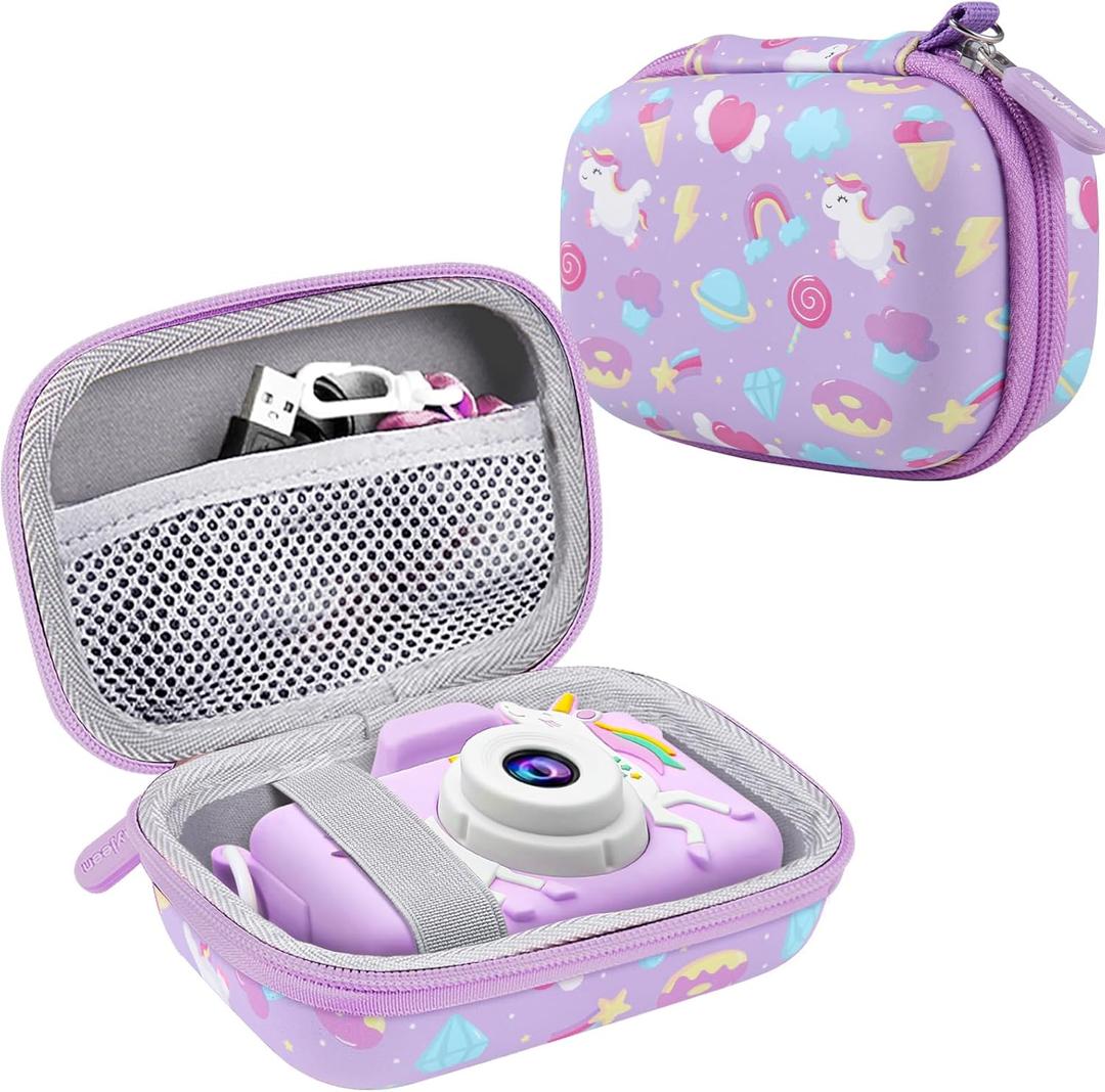 Leayjeen Kids Camera Case Compatible with Goopow/Dwfit/Slothcloud/Colofree/KIZJORYA Kids Camera Toys and Children Digital Video Camera,Best Christmas and birthday gifts-Purple Unicorn(Case Only)