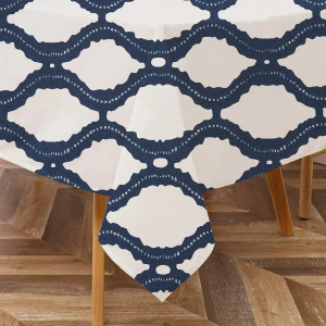 Majestic Giftware Tablecloth for Rectangle Table (TCH10-65200) | Navy Color 100% Cotton Twill Dining Table Cover | Decorative Washable Tablecloth for Birthday, Home, Kitchen, Dining (65X200)