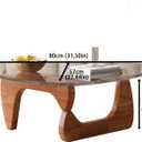 EASYSOUL Modern Glass Coffee Table, 32.68" D x 22.44" W x 15.75" H, Abstract Round Tea Tables for Living Room Home Office Industrial Cocktail Tables (Walnut-Clear Glass, 32.68")
