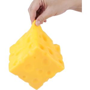 Squishy Fidget Toy Giant Slow Rising Cheese Squeezable Stress Relief Sensory Toys for Kids & Adults, Kawaii Cute Party Favors, [4 Inch Yellow 1 Pack]