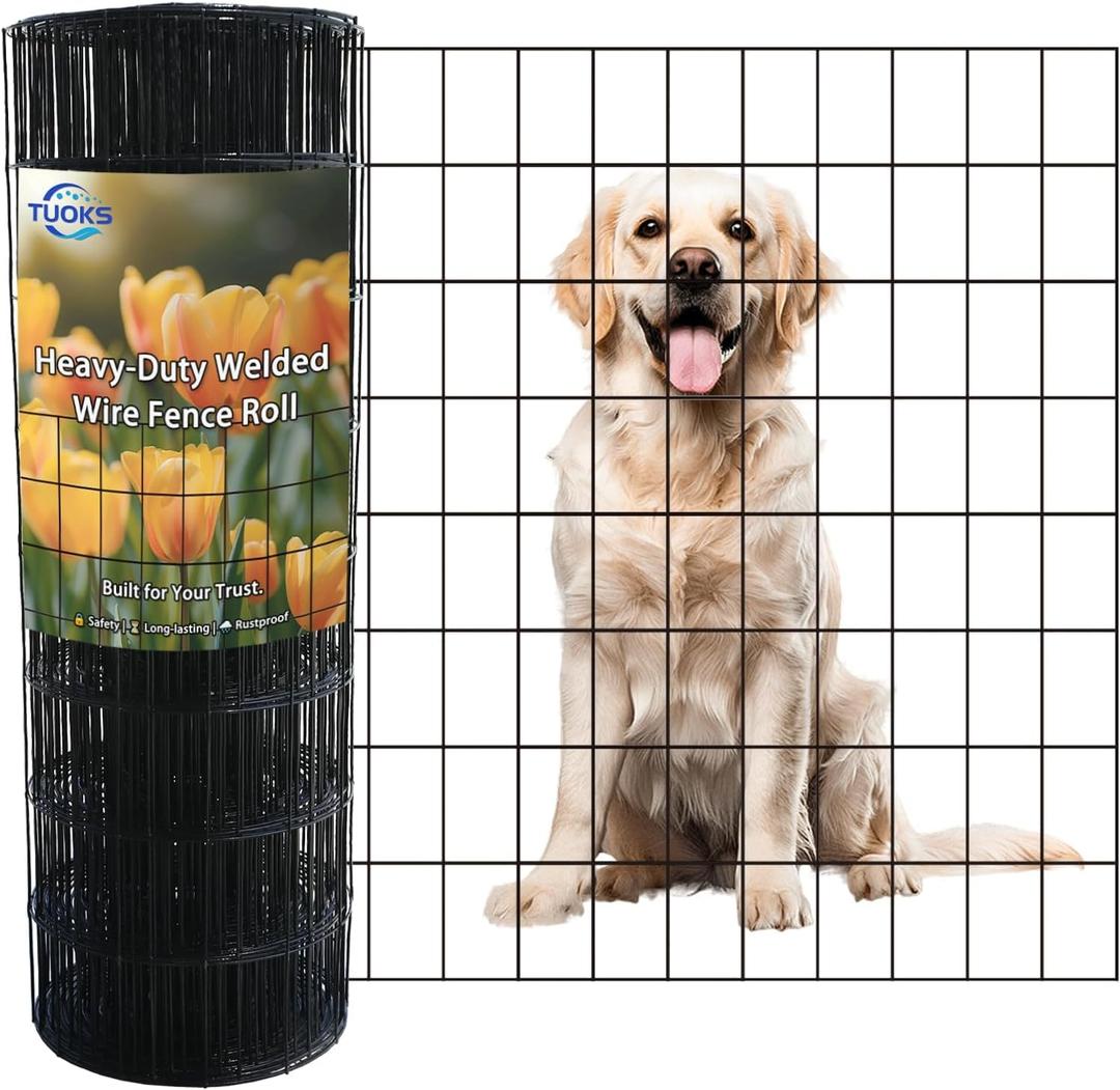 Black PVC Coated Welded Wire Fencing 36” x 50’ Roll 2”x3” 16G Garden Fence