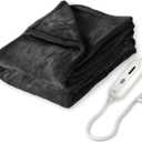 Tefici Electric Heated Blanket Throw, Super Cozy Soft 2-Layer Flannel 50" x 60" Heated Throw with 3 Heating Levels & 4 Hours Auto Off, Machine Washable, ETL&FCC Certified, Home Office Use,Black