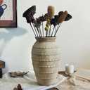 Ceramic Rustic Farmhouse Vase, 12 Inch Flower Vases for Table Decoration, Rustic Pottery Vase for Living Room, Shelf & Bedroom Decor, Vintage Ceramic Vases for Wedding, Beige