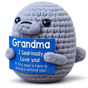 3 x Gifts for Grandma from Grandkids, Emotional Handmade Crochet Seal Figurine, Cute Grandma Gift for Birthday, Christmas, Grandparents Day, Small Desk Decor Collectible