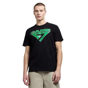 GAME 7 Men's Short Sleeve Lightweight Graphic Logo Crew Neck Cotton T-Shirt, L, Black