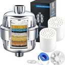 Shower Head Filter for Hard Water & Hair - 2 Replacement Cartridges -20 Stage - Water Softener to Remove Chlorine and Fluoride,BTHF-02