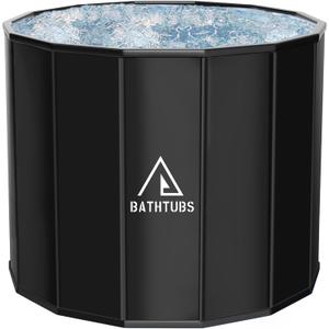 STARBRILLIANT Portable Bathtub for Adults, Easy to Assemble Collapsible Bathtub 31.5"L x 26", Suitable for Travel, Camping and Outdoor Activities (Black, L)