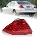 Left Driver Side Tail Light Fit for 2006 2007 Honda Accord LX EX EXL Sedan 4-Door Rear Lamp Assembly Red Lens and Housing W/Bulb W/O Unit Module LH 33551SDAA32 HO2818130
