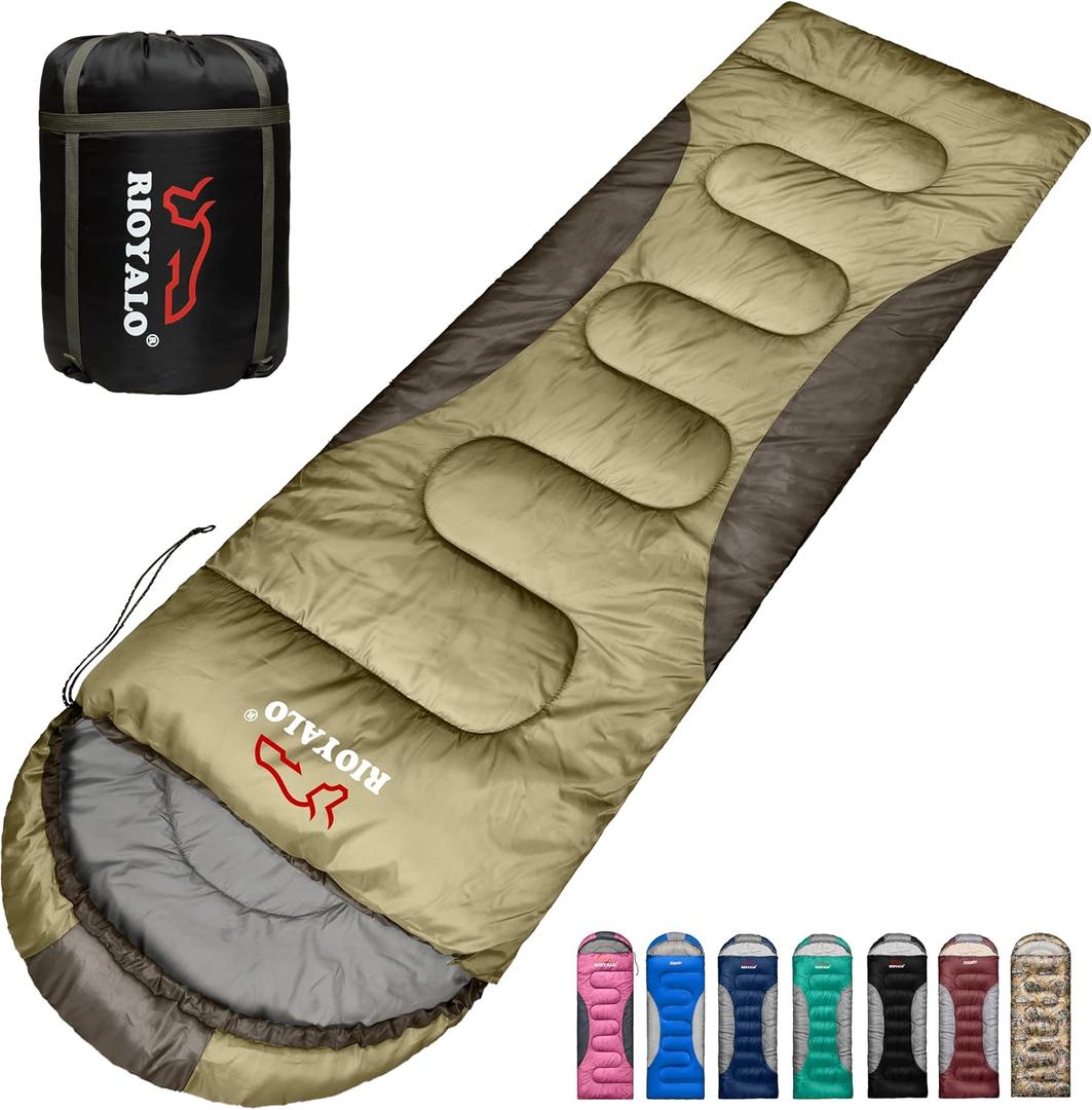 0 Degree Winter Sleeping Bags for Adults Camping (450GSM) - Temp Range (5F32F) Portable Waterproof Compression Sack- Camping Sleeping Bags for Big and Tall in Env Hoodie: Backpacking Hiking 4 Season (Military Green)